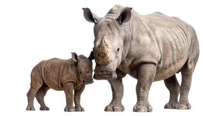 Obraz premium White rhino mother and calf