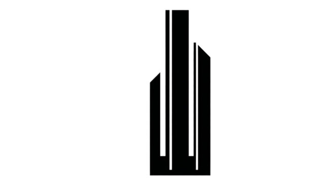 Minimalist geometric building icon vector graphic illustration.