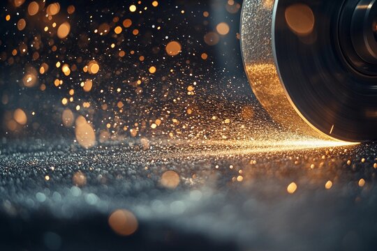 close-up of sanding disc polishing metal surface