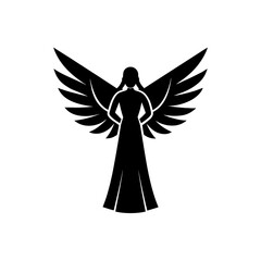 Silhouette of angel with wings out