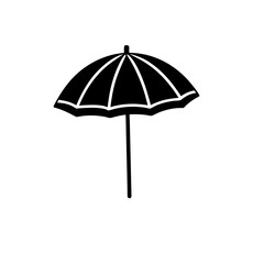 Simple black and white umbrella art silhouette