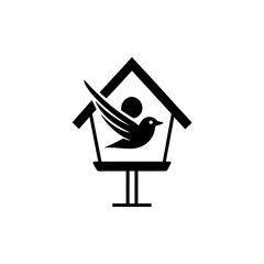 Silhouette birdhouse with bird art