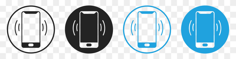 phone vibration flat icon set