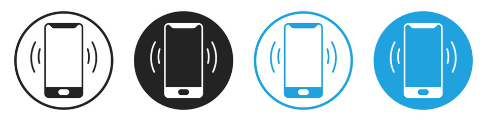 phone vibration flat icon set
