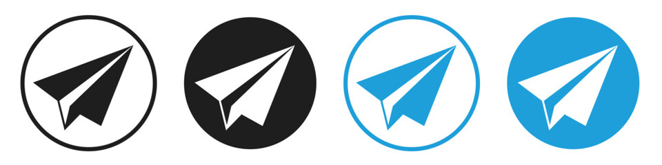 paper plane flat icon set