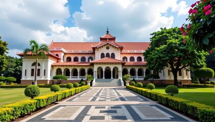 Majestic Istana Besar, Johor Bahru's opulent palace, showcases stunning Moorish architecture and lush gardens, a symbol of royal heritage, monument, luxury, facade