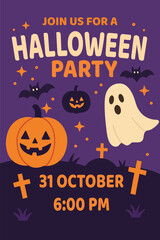 Happy Halloween card 2025 isolated on a background vector illustration