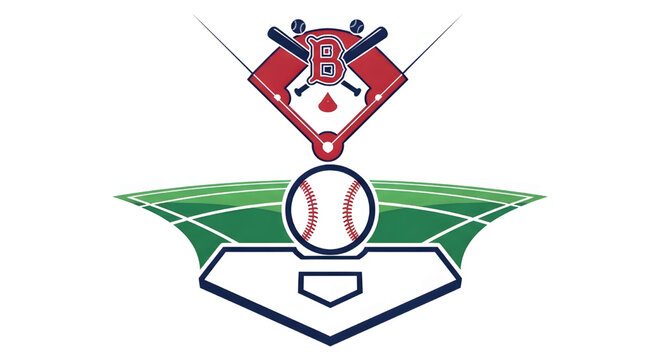 Baseball Diamond Home Plate Sport Game Icon Logo Design Black Red and Green