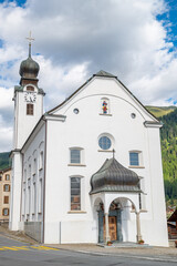 Obraz premium Church of village of Reckingen in Switzerland