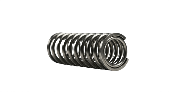 Black coil spring isolated. PNG