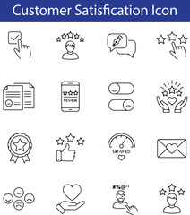 Customer satisfaction line icon set