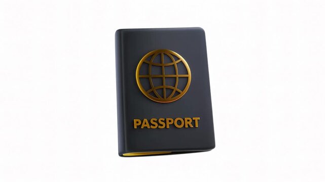 A sleek black passport with a golden globe design and the word 'PASSPORT' prominently displayed.