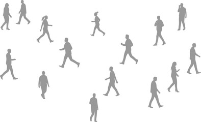 Obraz premium Animated Vector Silhouette Diverse Urban Crowd Loop - City Life Movement 