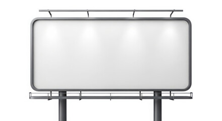 A large blank billboard with rounded corners standing on poles isolated on white background