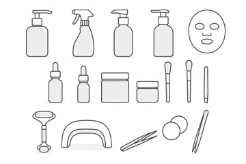 Fototapeta premium Clean vector set of beauty products with subtle shadows on white background 