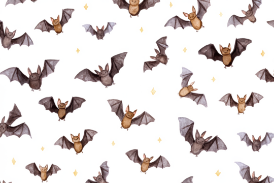 Watercolor bat pattern seamless spooky background with flying bats perfect for Halloween themed designs and decorations