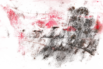 Black and red acrylic brush strokes, aquarelle paint abstract isolated on white background, texture	