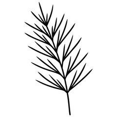pine branch silhouette vector icon