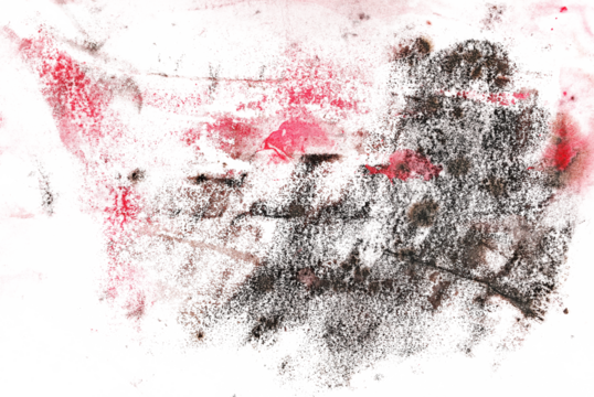 Black and red acrylic brush strokes, aquarelle paint abstract isolated on white background, texture	