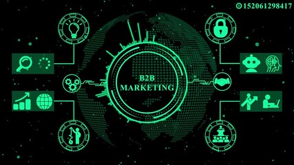 B2 B Marketing Digital Network Globe Infographic B2B marketing .Technology, Internet and network concept ,4k video animation.