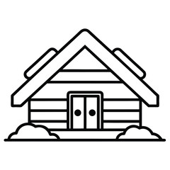 snow covered cabin silhouette vector icon