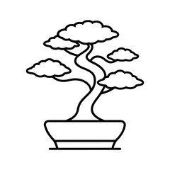 Bonsai Tree Outline Drawing Vector