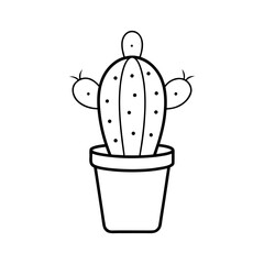 Cactus in Pot Outline Coloring Page