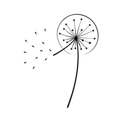 Dandelion Blowing Seeds Line Art
