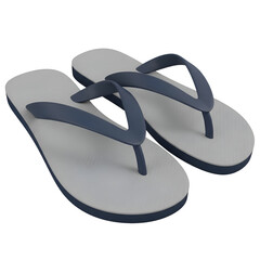 Simple gray flip flops with dark blue straps