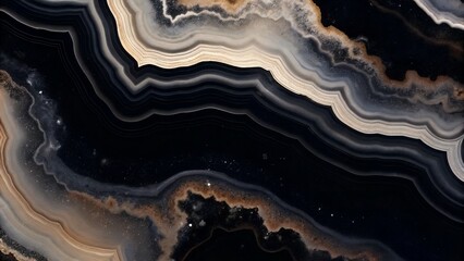 Black gold banded agate geode texture background