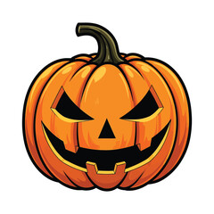 Spooky jack o lantern halloween pumpkin with glowing eyes