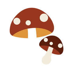 brown and white mushrooms with caps and stems