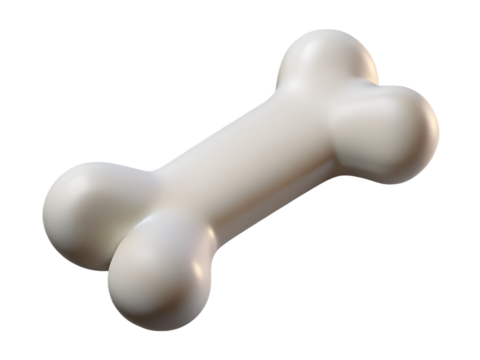Photo of a single white dog bone isolated on transparent background - Powered by Adobe