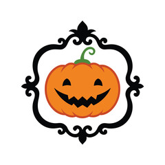 cute halloween pumpkin border design in vector style