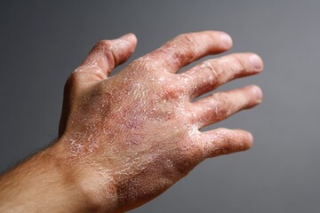 Fototapeta premium Hand skin shedding from an allergic response