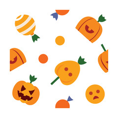 cute halloween seamless pattern with candy and pumpkin