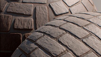 Brown rough sandstone block wall texture background