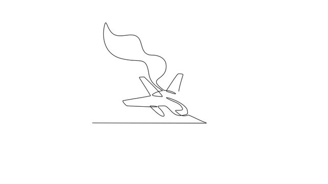 Animated self drawing of Qatar National Day with airplane and flag video illustration. Qatar National Day theme video design concept in simple linear style. Great design for national holiday campaign