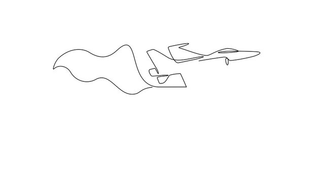 Animated self drawing of Qatar National Day with airplane and flag video illustration. Qatar National Day theme video design concept in simple linear style. Great design for national holiday campaign