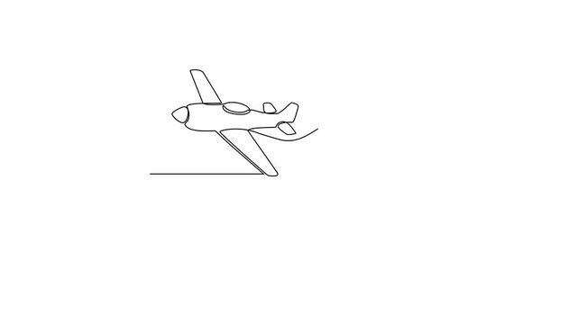 Animated self drawing of Qatar National Day with airplane and flag video illustration. Qatar National Day theme video design concept in simple linear style. Great design for national holiday campaign