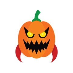  funny pumpkin monster with glowing eyes and sharp