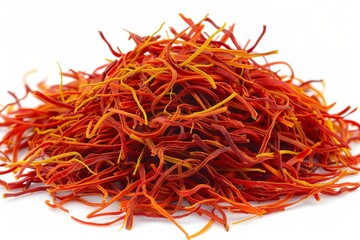 Close-Up of Vibrant Saffron Threads Showing Rich Color and Delicate Texture for Culinary Use