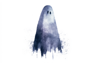 Watercolor illustration of a ghost spooky and ethereal perfect for Halloween designs and ghostly themes