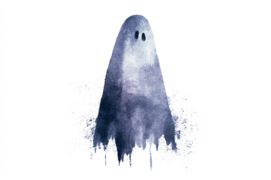 Watercolor illustration of a ghost spooky and ethereal perfect for Halloween designs and ghostly themes