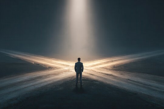 Uncertain young entrepreneur at a dilemma