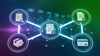 Video of financial and technological connections. A futuristic vision of the digital realm. - Powered by Adobe