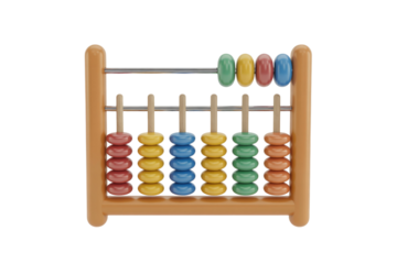 A colorful 3D rendered abacus, a classic counting tool, ideal for education and learning. background removed
