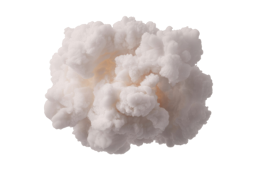 A fluffy, white smoke plume, isolated on a transparent background. Perfect for design elements or overlays. background removed