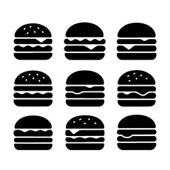 set of outline icons burger shapes vector on a white background
set of 9 line icons, vector, on a white background