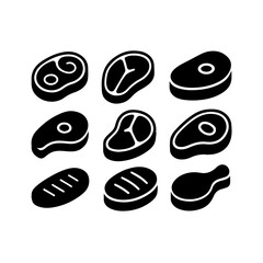 set of outline icons steak shapes vector on a white background
set of 9 line icons, vector, on a white background